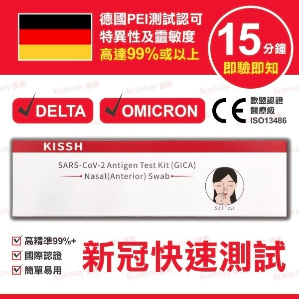 Kissh 新冠病毒抗原快速測試棒 鼻咽拭子版 現貨 Zinomall