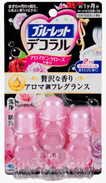 小林製藥小熊坐廁清臭凝膠(玫瑰花香-粉色)3粒